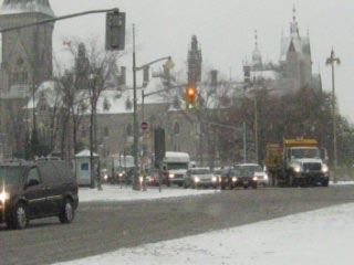 First snow at the Parliament Buildings in Ottawa
