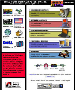 Dell's Website in 1996