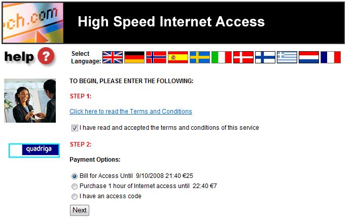 Internet in your room costs 25 Euros per day
